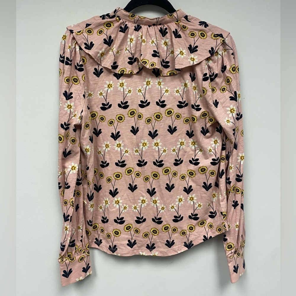 NWT Boden Dusty Rose Floral Ruffle Front Shirt Size 6R - Picture 7 of 10